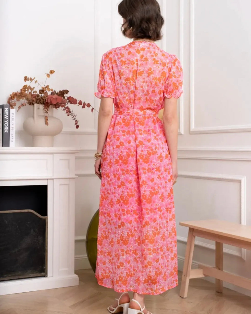 Robe croisée rose orangé
